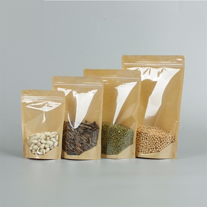 Пакет дой-пак крафт зип-лок 120*200мм с прозрачной стороной 777033