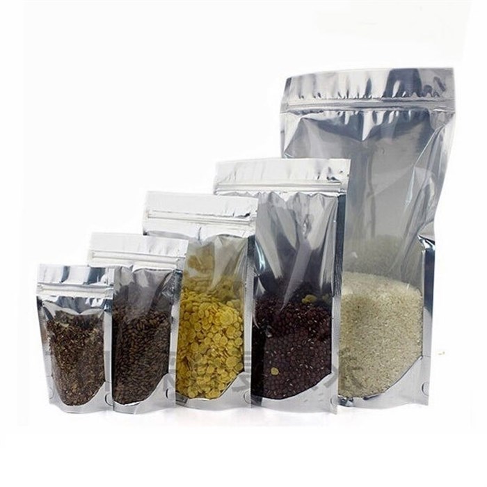 (ОТ 500шт) Пакет дой-пак СЕРЕБРО зип-лок 210*350мм с прозрачной стороной 777204-1