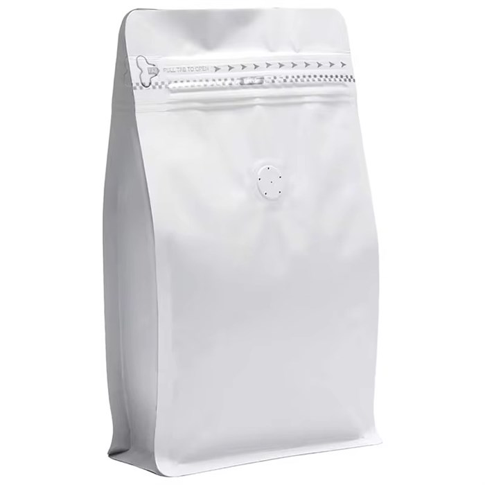 (от 500шт) Пакет БЕЛЫЙ  150*325+95мм для 1кг КОФЕ с клапаном дегазации 777121-1