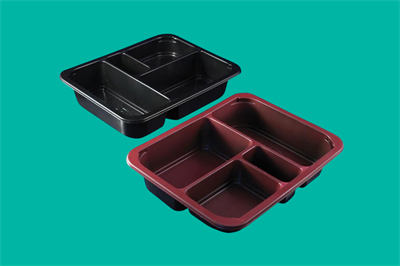 БЕНТО Лоток под запайку 227*178*45 4 секции,  РР ЧЕРНЫЙ (320шт) 2032