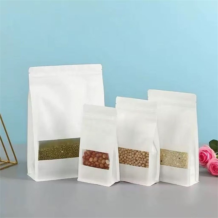 (оптом от 500шт) Квадропак пакет восьмишовный 140*240*45мм БЕЛЫЙ с окном 777134-1