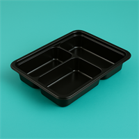 Лоток под запайку 325*265*50, 3 СЕКЦИИ,  РР ЧЕРНЫЙ (150шт) 2045